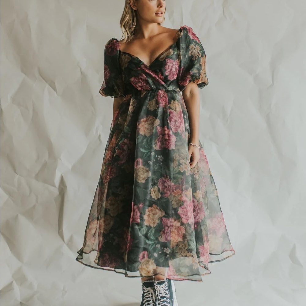 Floral MIDI Prom Wedding Formal Dress